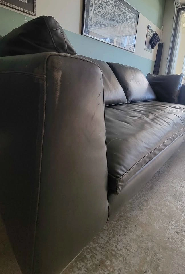 Large Down Filled Top Grain Leather Sofa (FREE DELIVERY) - photo 3