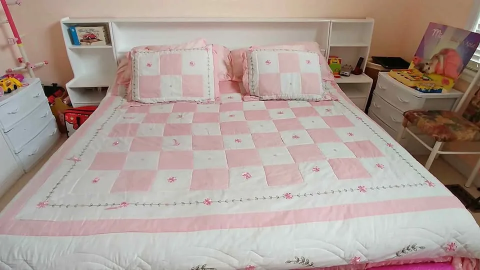 MOVE OUT SALE! King Size Bed Frame & Mattress w Shelving thumbnail