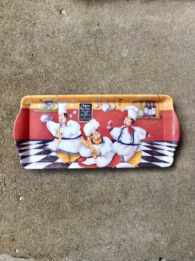 Home Essentials Dancing Chefs Serving Tray - 6.75” x 15” thumbnail