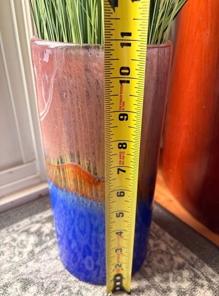 Artisanal heavy glass vase with iridescent multi-color - photo 2