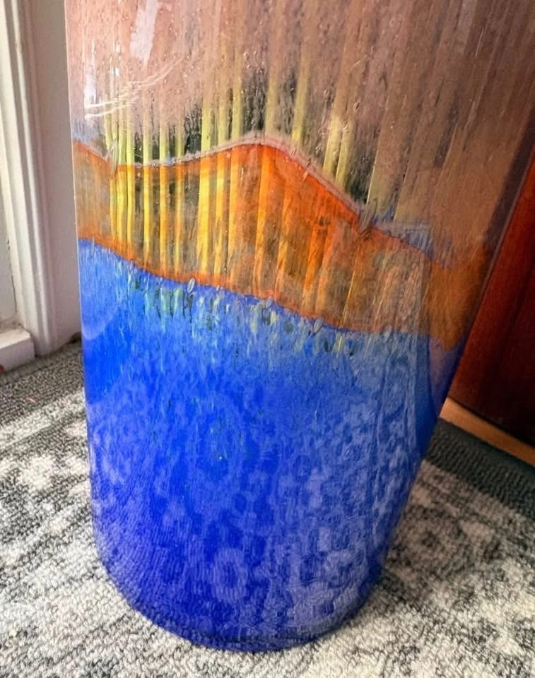 Artisanal heavy glass vase with iridescent multi-color - photo 3
