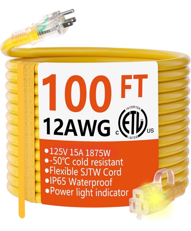 100ft 12AWG Outdoor Extension Cord