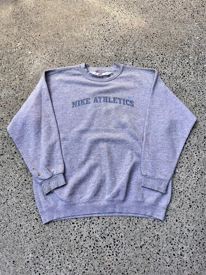 Vintage 90s Nike Athletics Gray Mens Sweater