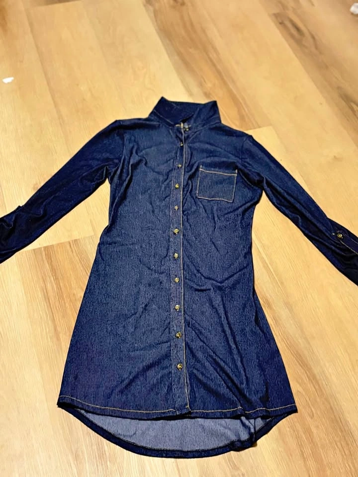 Suzy Shier Denim Shirt Dress