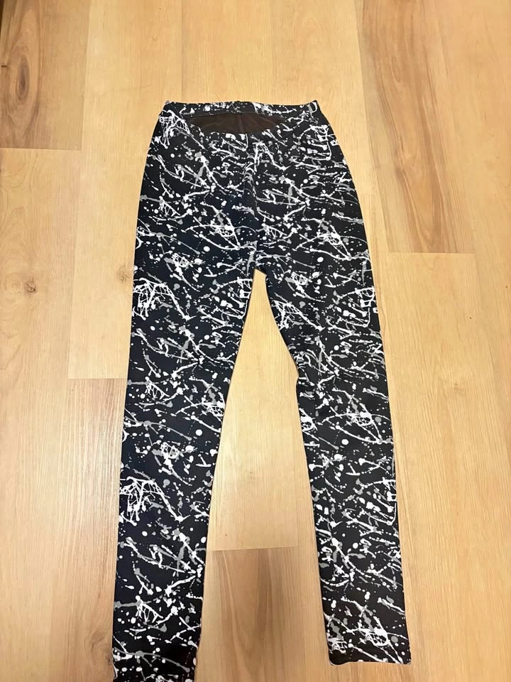 Just Cozy Black and White Paint Splatter Leggings