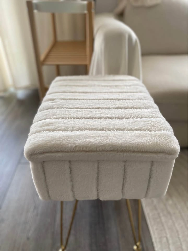 Vanity Chair / Storage Stool ✨ Cream Teddy Fur - photo 2