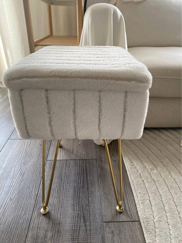 Vanity Chair / Storage Stool ✨ Cream Teddy Fur - photo 3