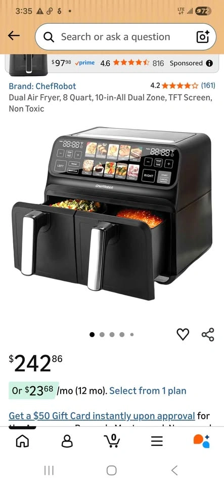 Chef Robot Dual Basket Touch Screen Air Fryer - photo 4