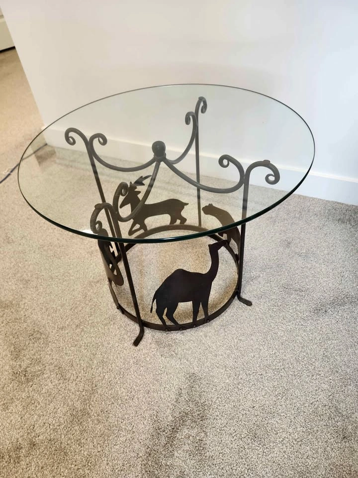 Animal Theme Glass Top Side Table - photo 2