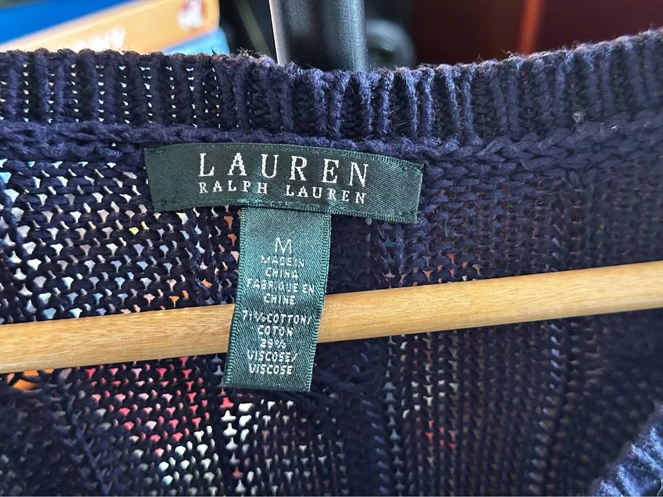 Lauren Ralph Lauren Cable Knit Sweater M Navy