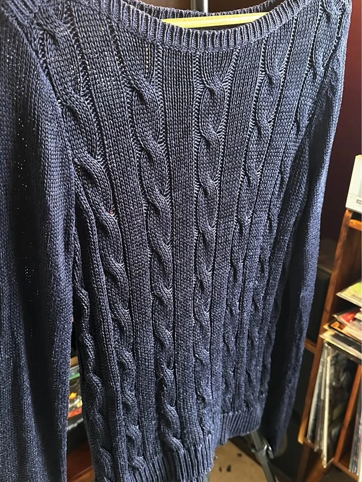 Lauren Ralph Lauren Cable Knit Sweater M Navy - photo 3