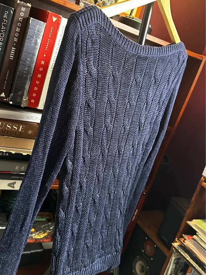 Lauren Ralph Lauren Cable Knit Sweater M Navy - photo 4