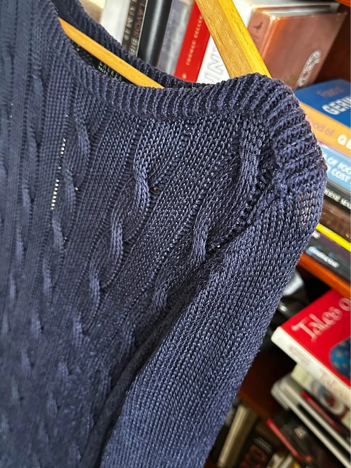 Lauren Ralph Lauren Cable Knit Sweater M Navy - photo 5