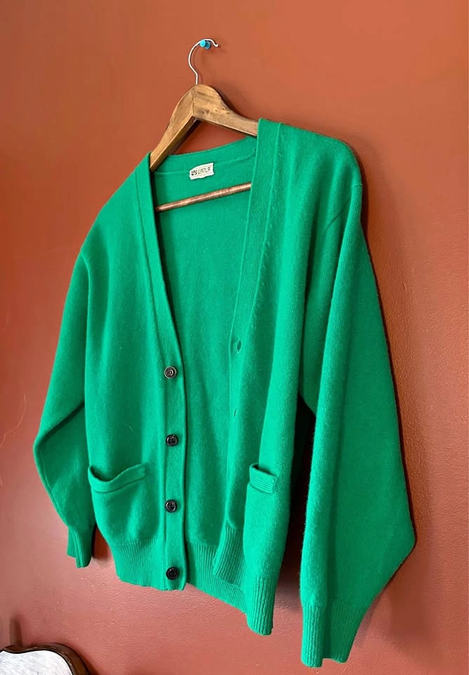 WANLA Green Cardigan Pure Wool (Clear Out Today)