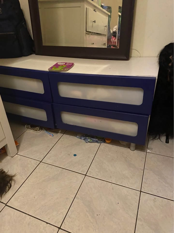 Blue and white dresser or T.V stand - photo 2