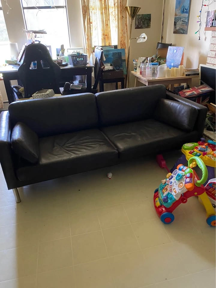 IKEA Dark Brown Leather Sofa - photo 2