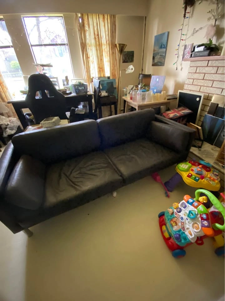 IKEA Dark Brown Leather Sofa - photo 3