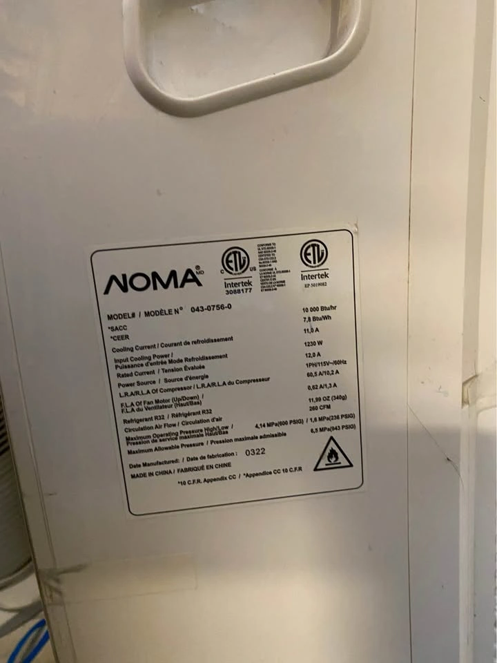 NOMA Portable AC 10000 BTU w/ Hose - photo 3