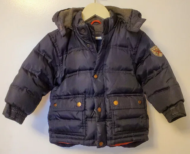 Baby GAP Blue winter puffer jacket coat, Size 2 thumbnail