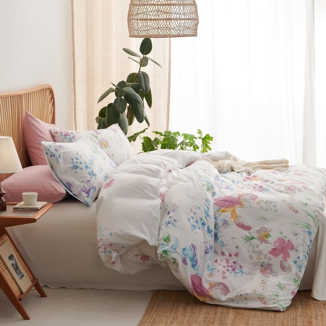 King Size Floral Duvet Cover Set - Purple/Pink Watercolor - photo 2