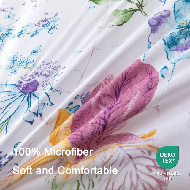 King Size Floral Duvet Cover Set - Purple/Pink Watercolor - photo 3