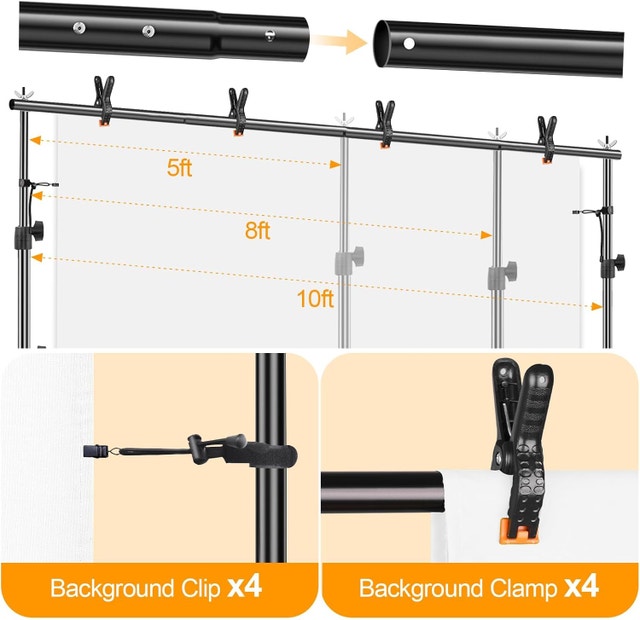 NEW EMART Photo Backdrop Stand Kit, 10 x 7 FT - photo 2