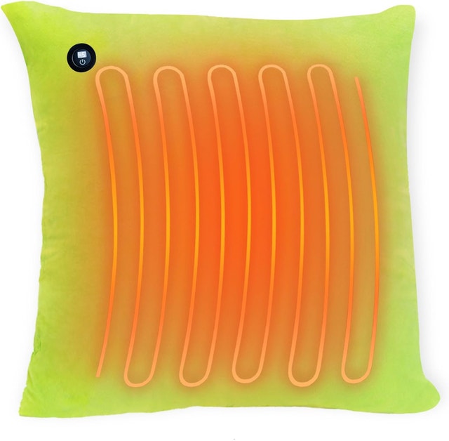 NEW Soft Velvet Green USB Heated Throw Pillow Cover 18"x18"