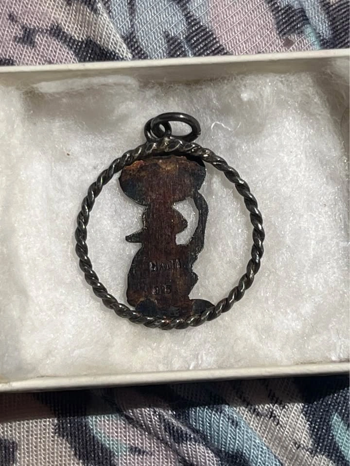 Vintage Haitian 925 Silver Woman Basket Pendant Charm - photo 2