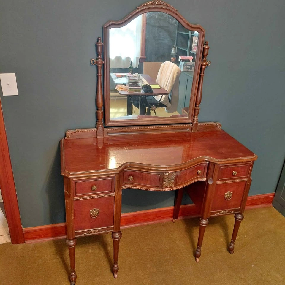 Vintage Wood Vanity with Mirror