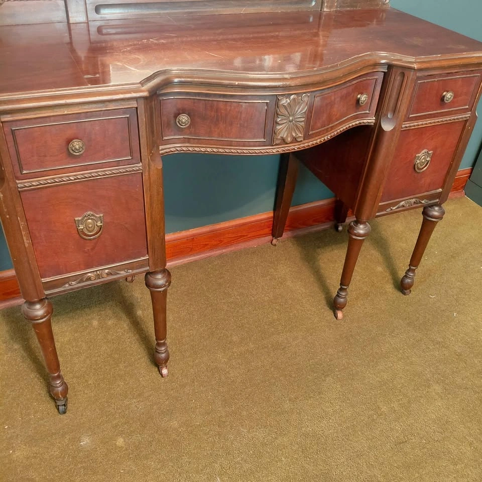 Vintage Wood Vanity with Mirror - photo 2