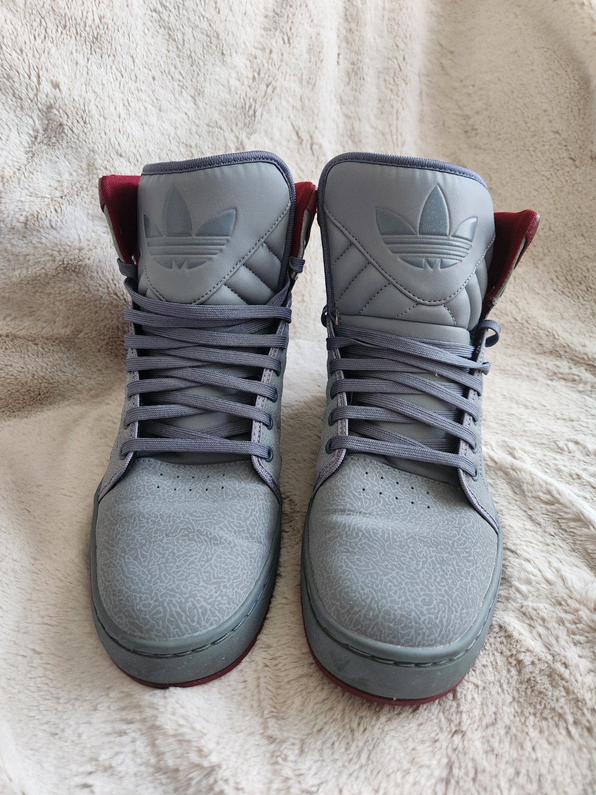 Adidas EVH 791004 Mens High Top Retro Grey Maroon Sneakers Size - photo 2