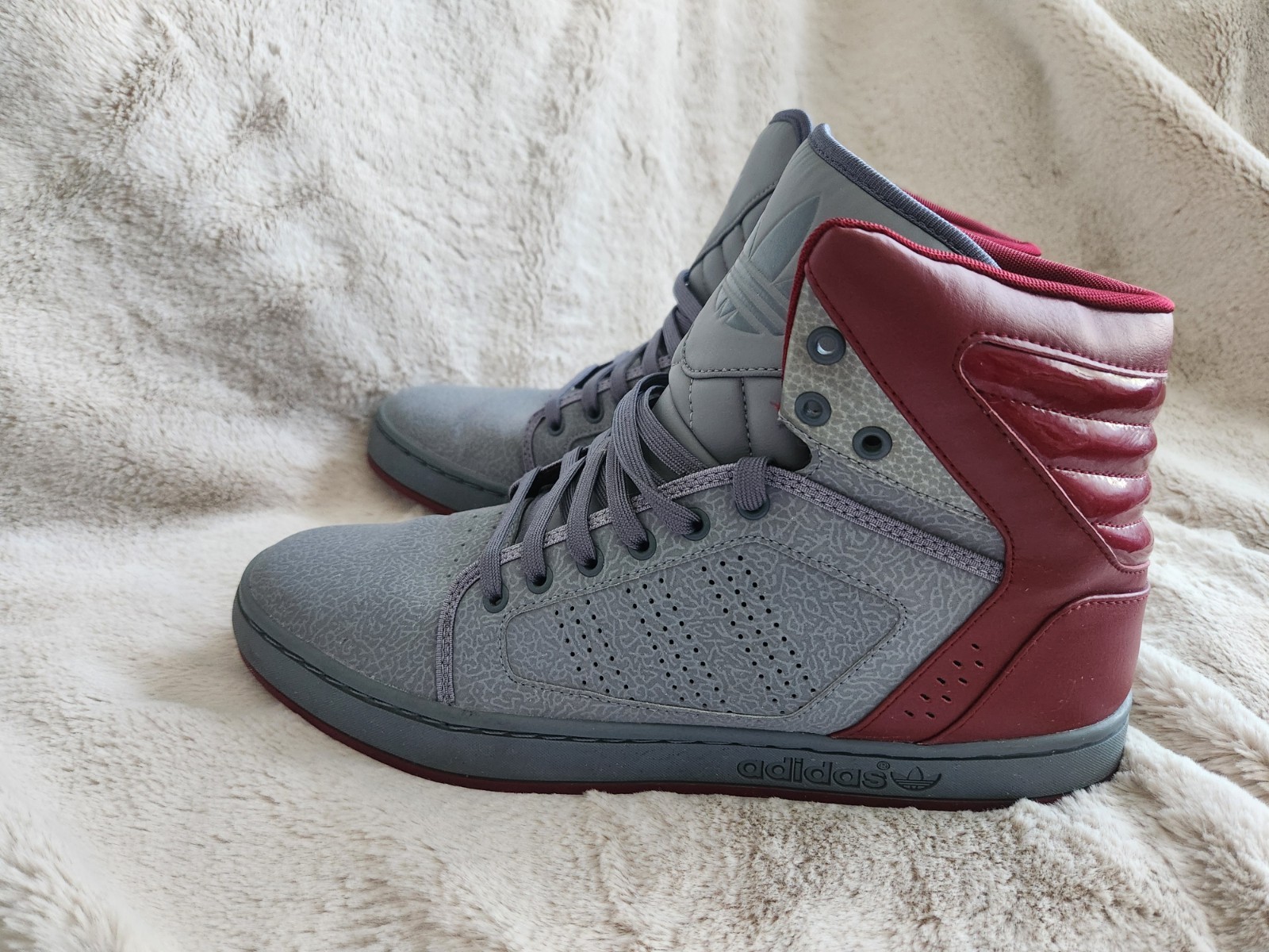 Adidas EVH 791004 Mens High Top Retro Grey Maroon Sneakers Size - photo 3