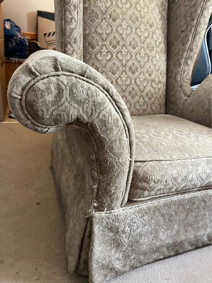 Vintage Schnadig patterned wingback armchair-Grandfather chair - photo 2