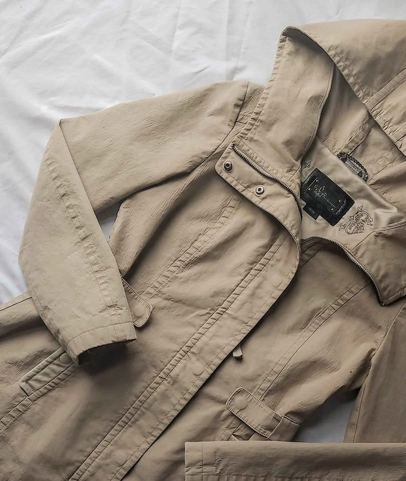 Mackage Utility Hooded Rain Jacket – Leather Trim Tan/Beige Size - photo 2