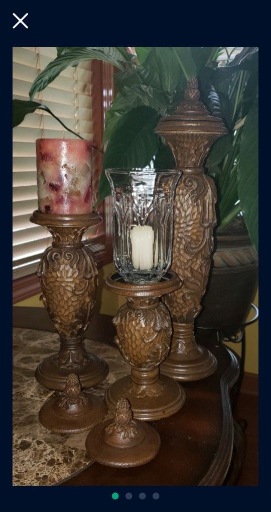 Set of 3 Wood Candle Holder - photo 4