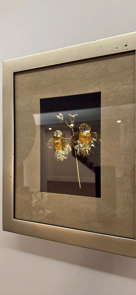Authentic RISIS Singapore Gold Plated Orchid Frame Art - 14.5" x
