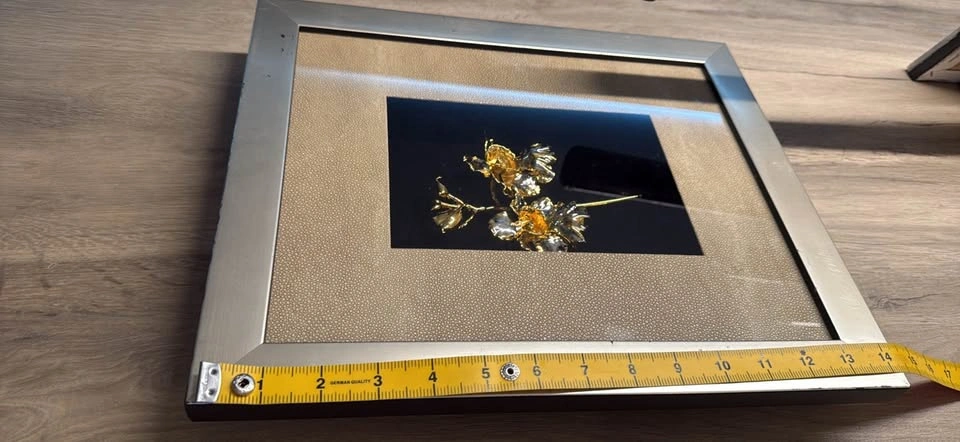 Authentic RISIS Singapore Gold Plated Orchid Frame Art - 14.5" x - photo 5