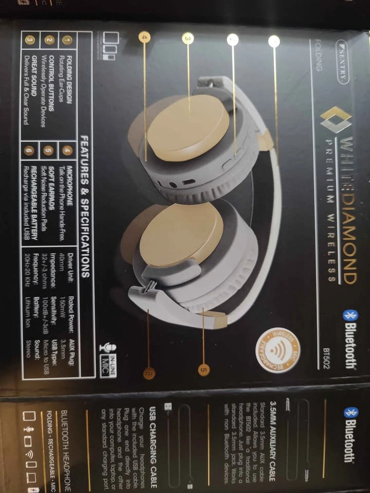 Bluetooth Headphones White Diamond Premium Wireless - photo 4