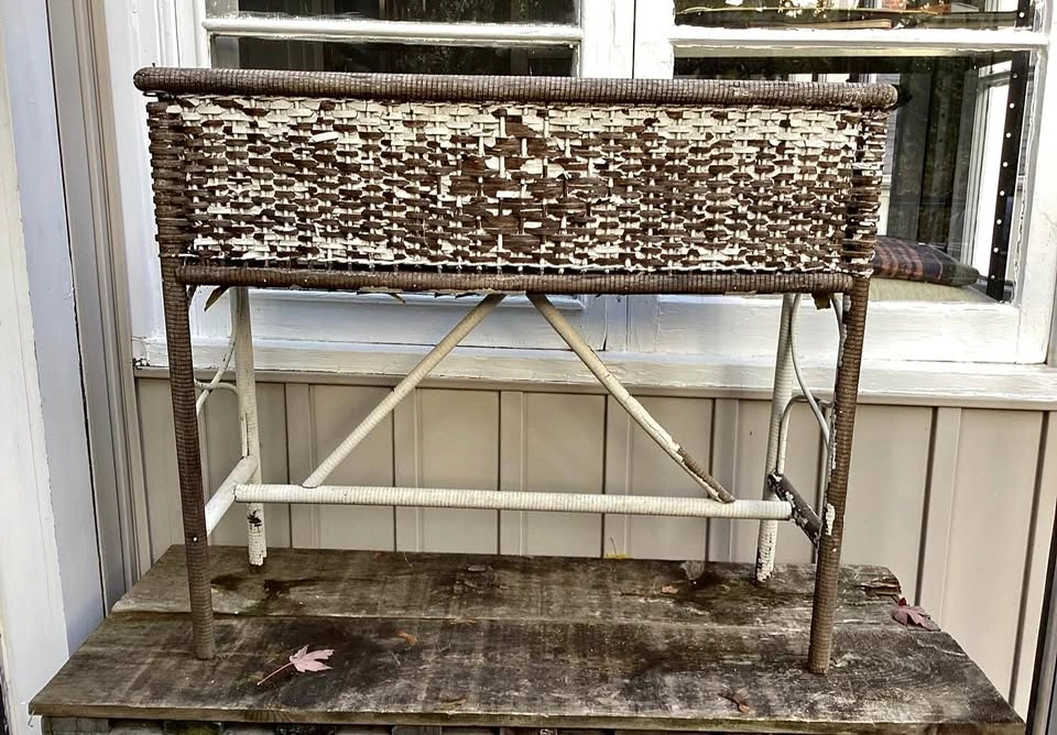 Vintage Rattan Wicker Plant Stands w/ Galvanized Liner