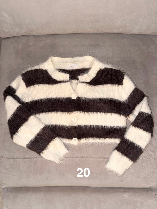 Oak + Fort Fuzzy Striped Cropped Cardigan