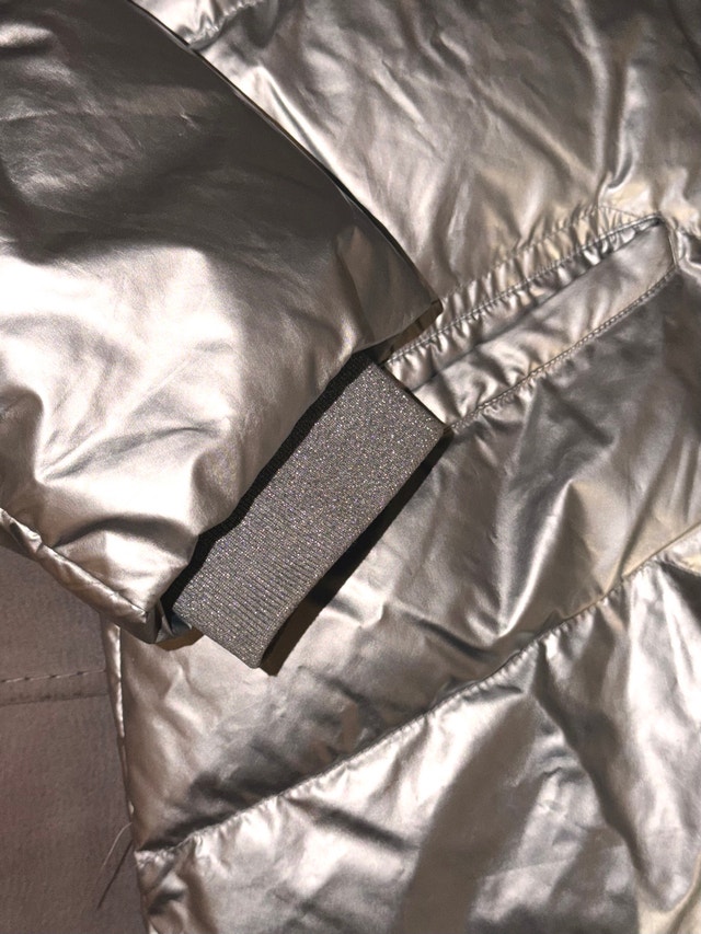 Karl Lagerfeld Metallic Silver Puffer Jacket - Like New - photo 2
