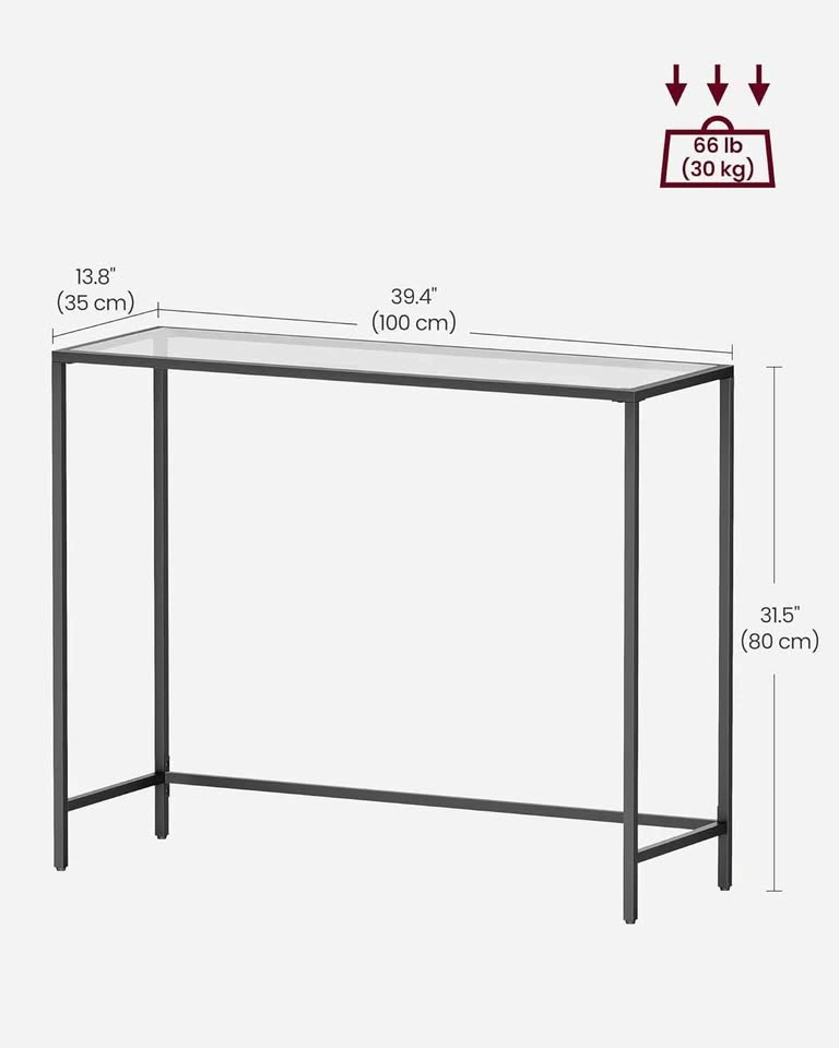 Elegant Modern Black Glass Console Table 47" - Staging Only - photo 2