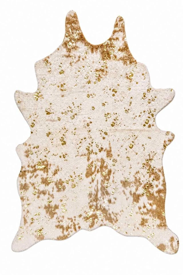NWT nuLOOM Faux Cowhide Rug - Ivory & Gold Metallic 5'x7'