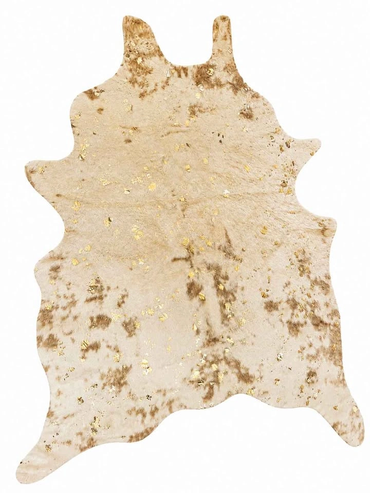 NWT nuLOOM Faux Cowhide Rug - Ivory & Gold Metallic 5'x7' - photo 2