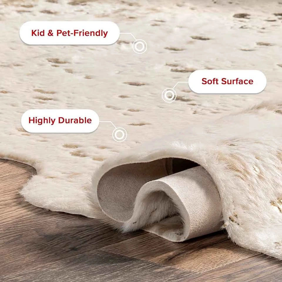NWT nuLOOM Faux Cowhide Rug - Ivory & Gold Metallic 5'x7' - photo 4