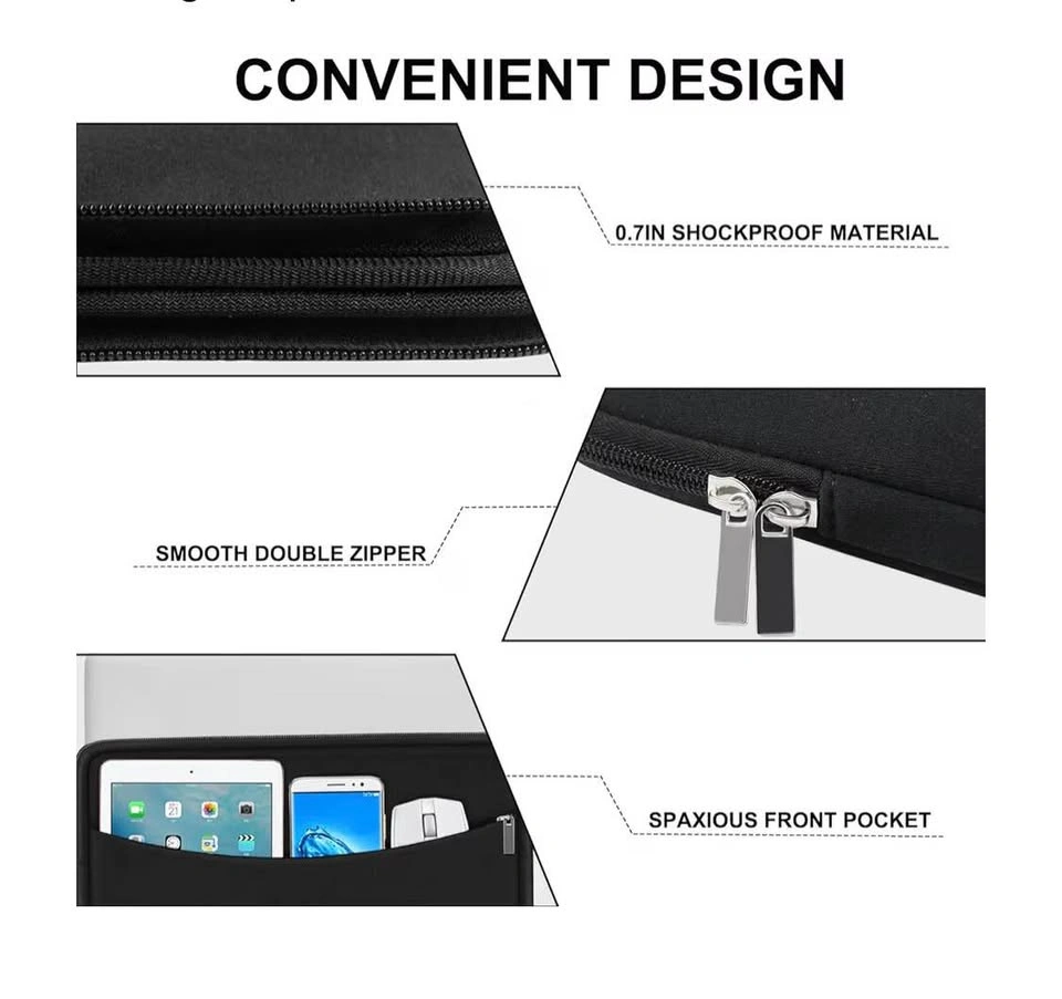 Thread Wallets Laptop Padded Sleeve with Zip Closure (Black, Lar - photo 3