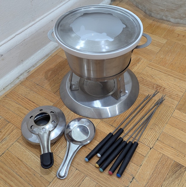 Stainless Steel Fondue Set Porcelain Ceramic Bowl Pot