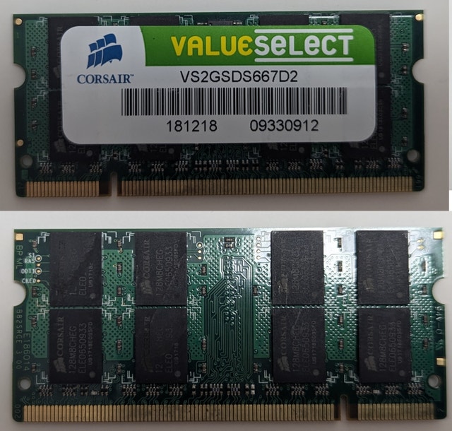 Corsair RAM 2GB PC2-5300 DDR2-667 200-Pin SODIMM Laptop Memory