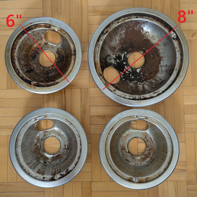 6-8" Electric Range Drip Pan Burner Bowl Set of 4