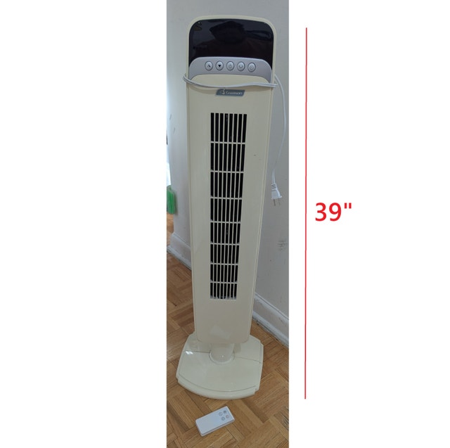 39" Oscillating Tower Floor Fan + Remote Control